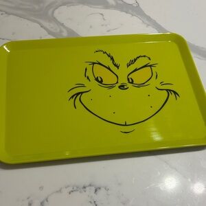 the Grinch Face Christmas festive Green Serving Tray